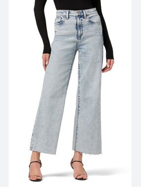 Joes Jeans The Mia Acid Wash Cut Hem High Rise Ankle Wide Leg Jeans Size 25